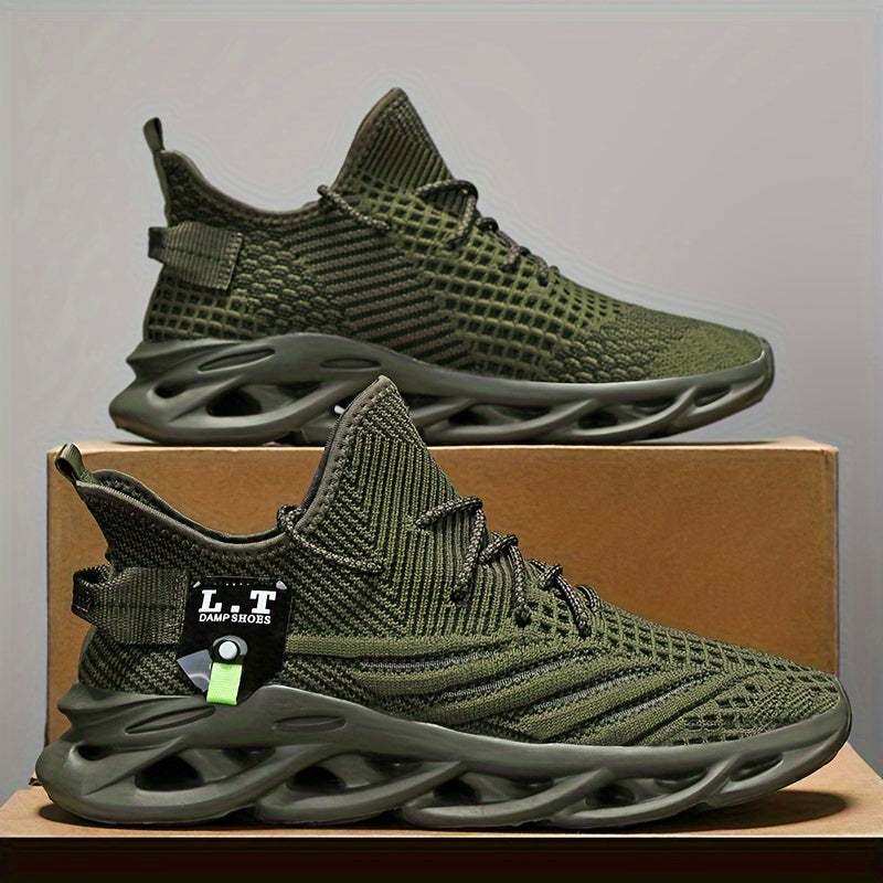 Men's Breathable Knit Running Shoes Shock Absorption Outdoor Jogging Sneakers