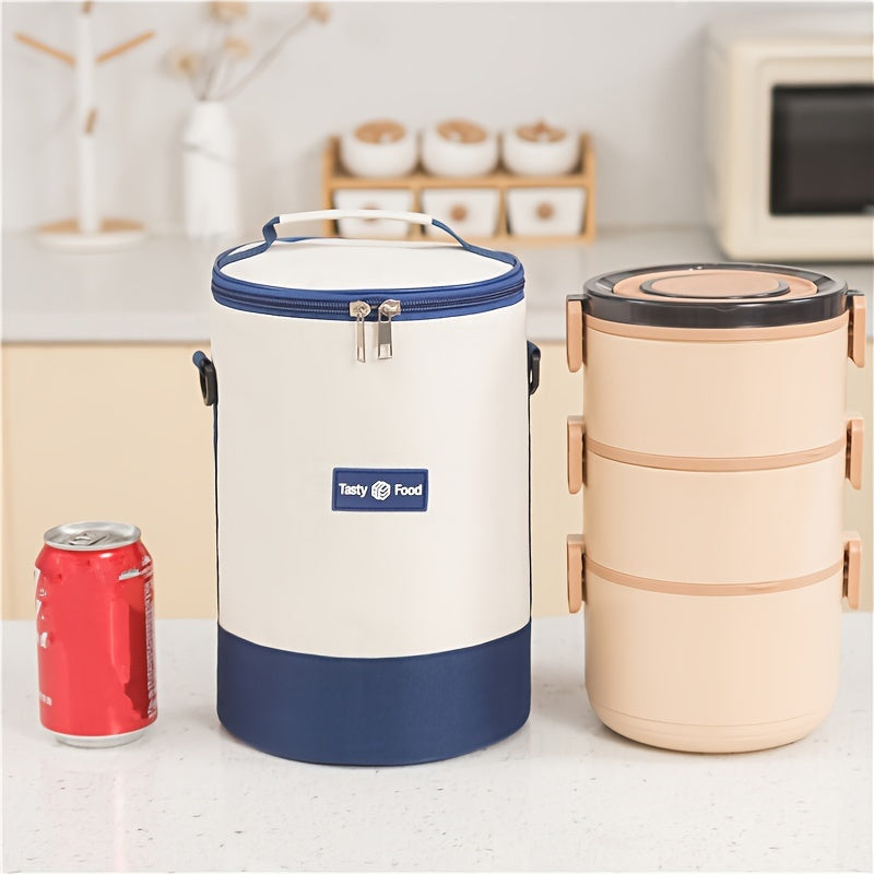 Large Capacity Reusable Insulated Lunch Bag with Adjustable Shoulder Strap for Travel Outdoor Meals