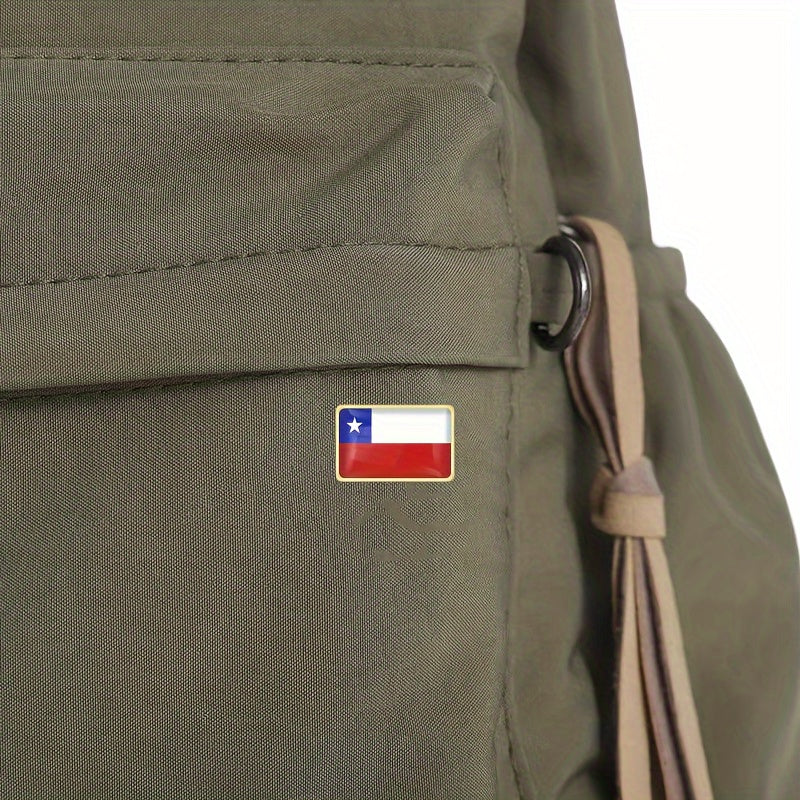 Kiyimlar va sumkalar uchun 20 ta vintage alloy Chili bayrogʻi kvadrat belgilari to'plami