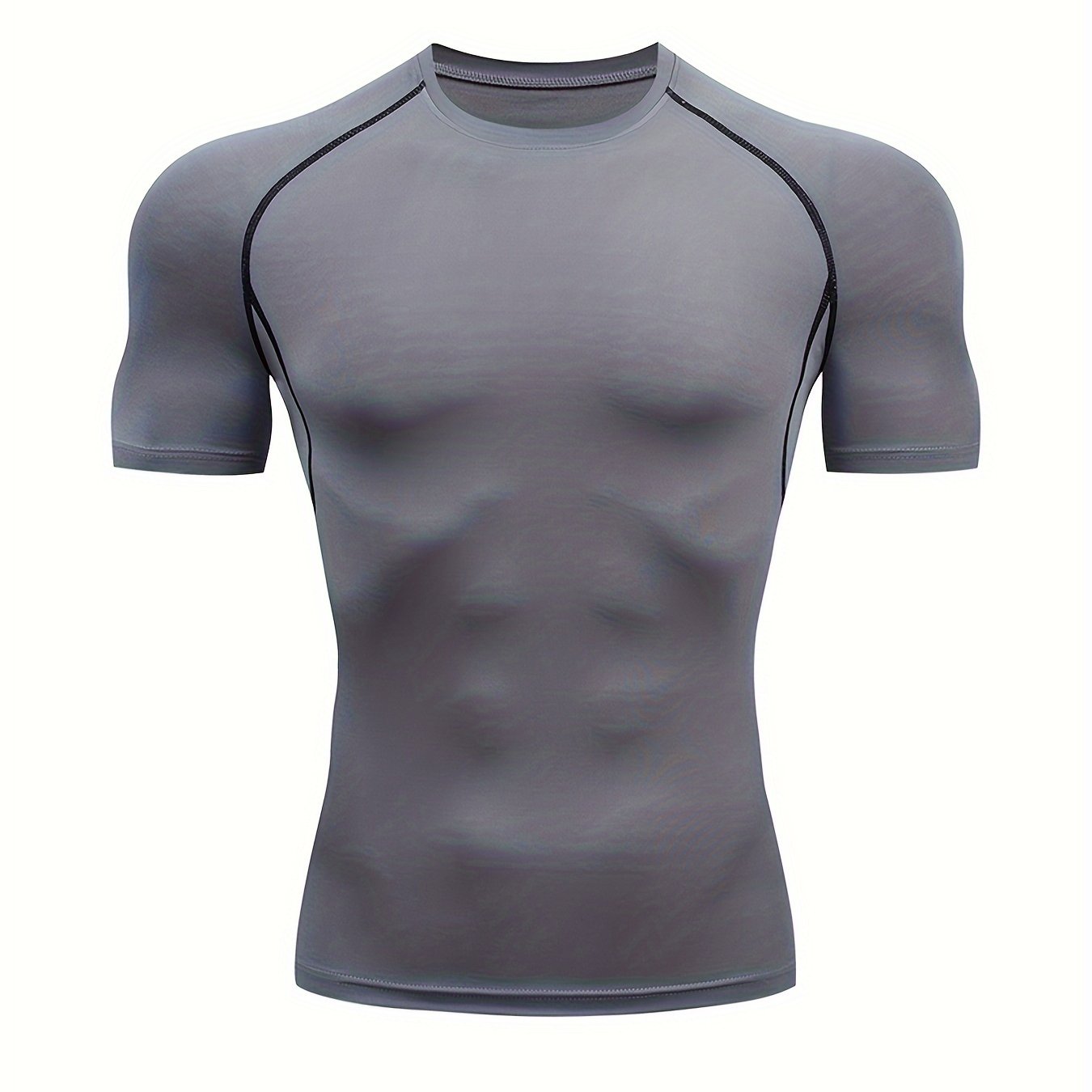 Men's Red and Black Athletic Compression T-Shirt Quick-Dry Breathable Polyester Elastane Gym Outdoor