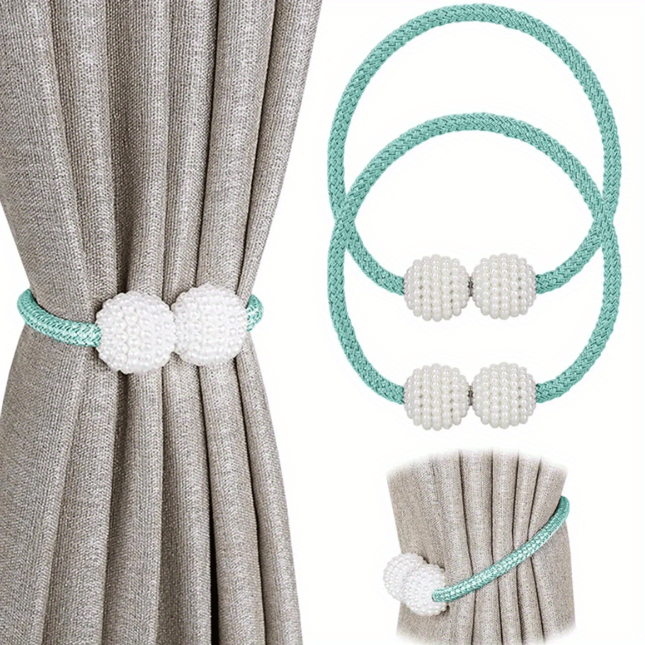 Cortinas magnéticas con perlas falsas para decorar dormitorios y salas de estar