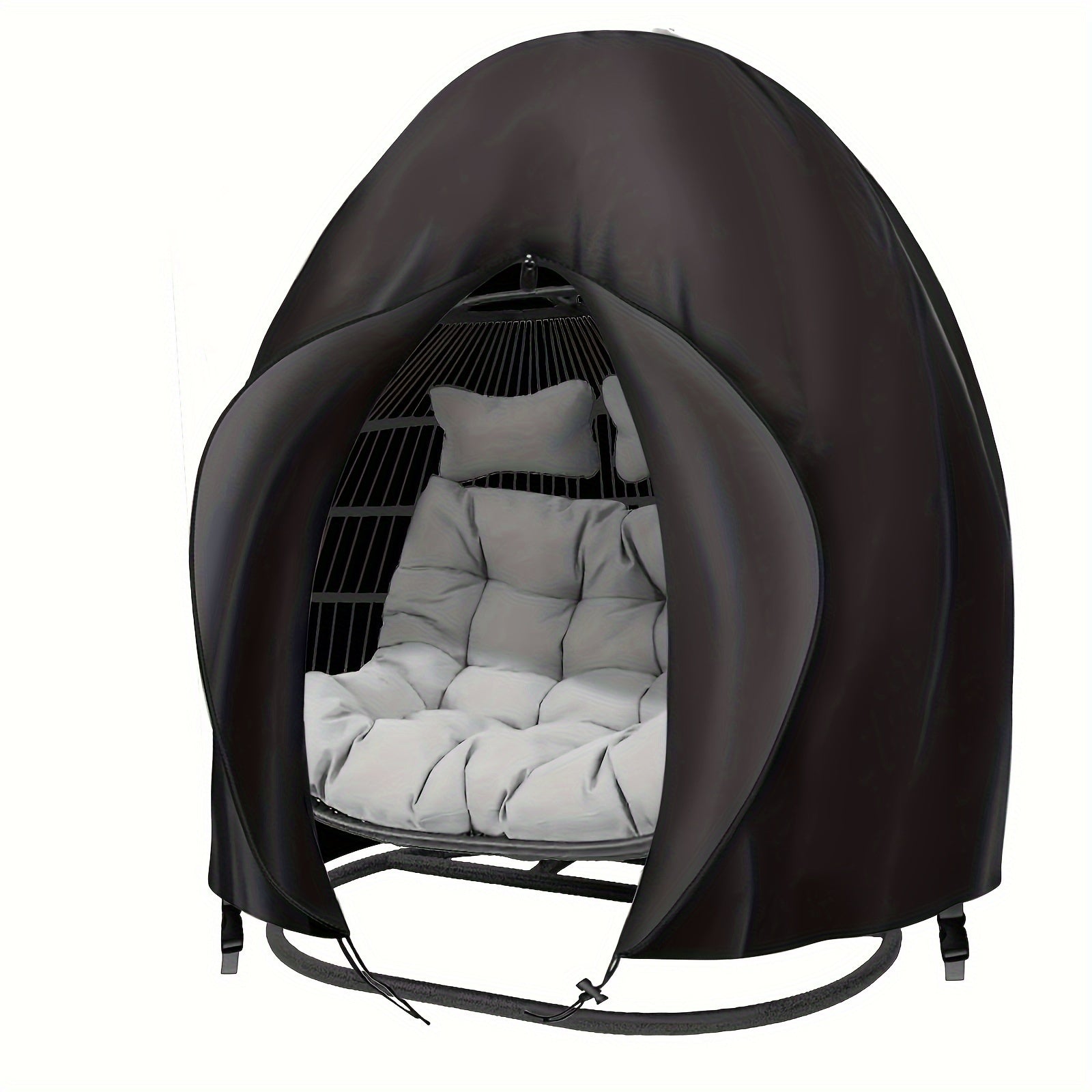 Black Oxford Cloth Swing Cover with Zipper Closure for All-Season Outdoor Patio