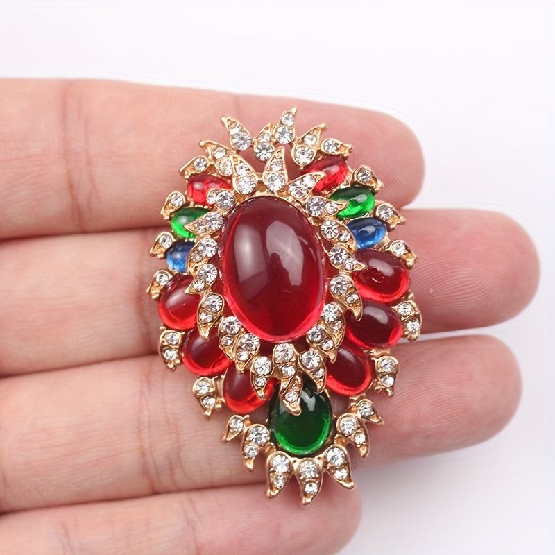 Vintage Brooch Pin Cross Design Rhinestones Jewelry for Ladies