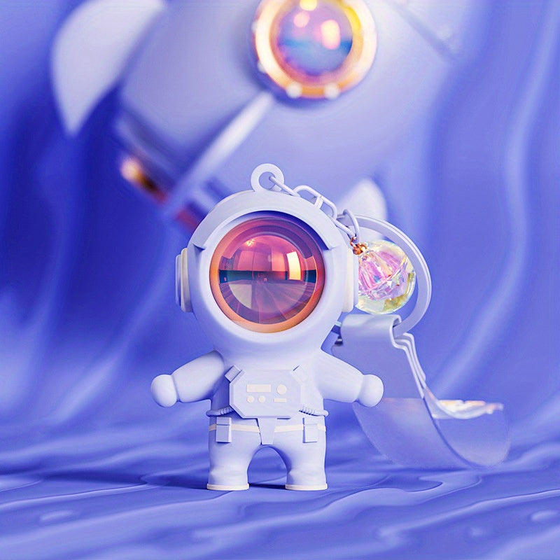 Space Astronaut Keychain for Car Keys Pendant with Sunset Light Woman Jewelry