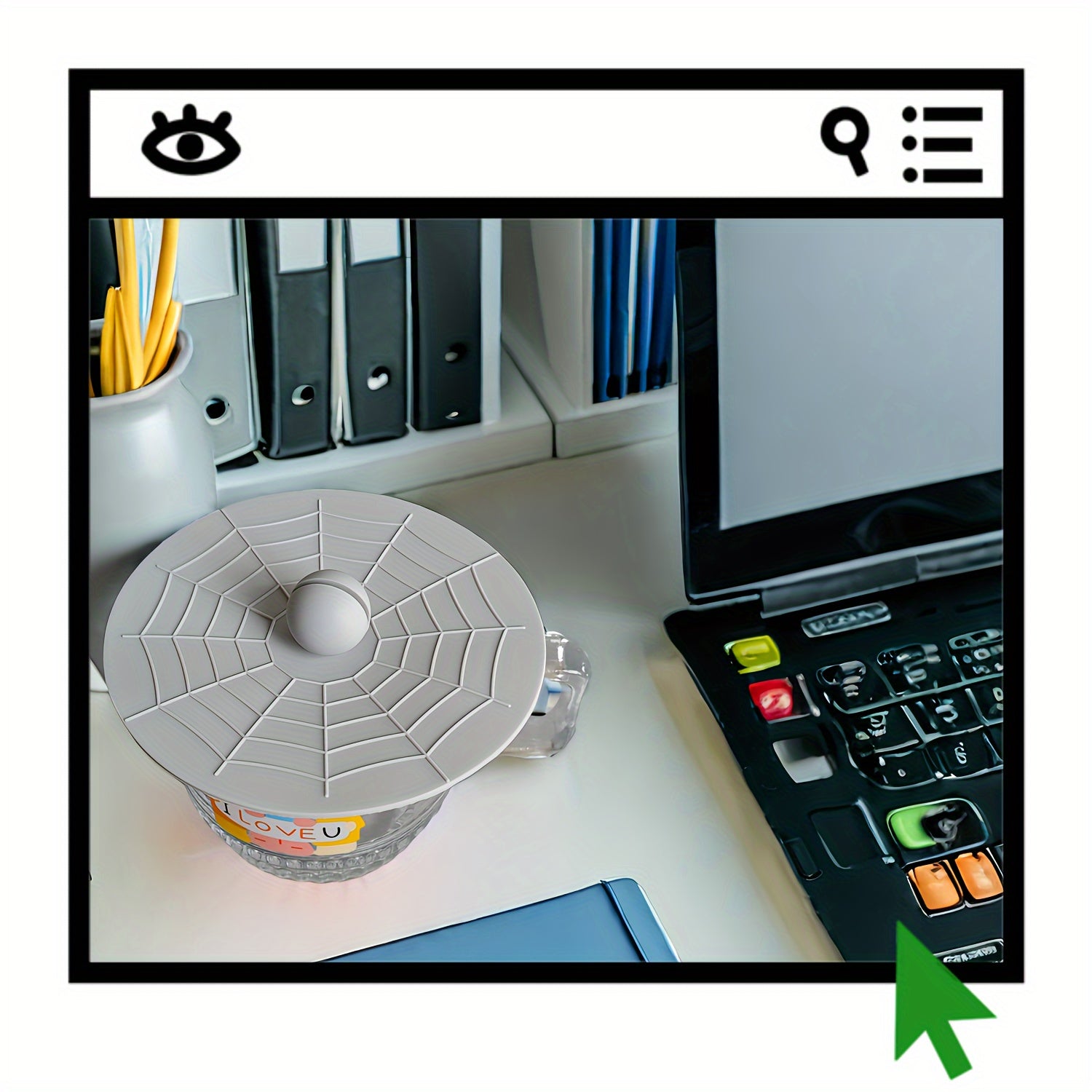 Silicone Cup Lid with Spoon Set Reusable Leakproof Cover for Ceramic Glass Tea Mug