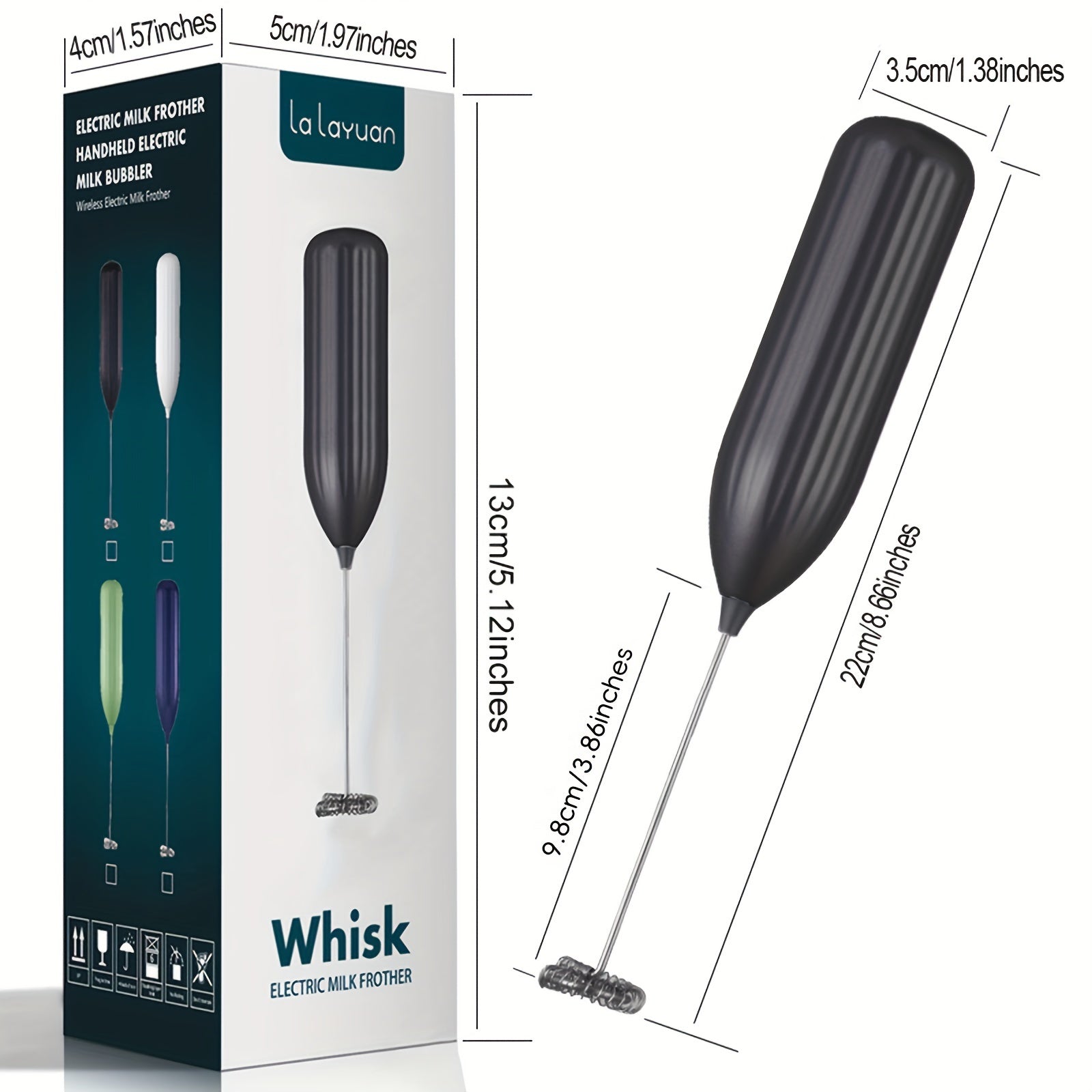 Electric Milk Frother Handheld Mini Drink Mixer for Coffee Cappuccino Frappe Chocolate