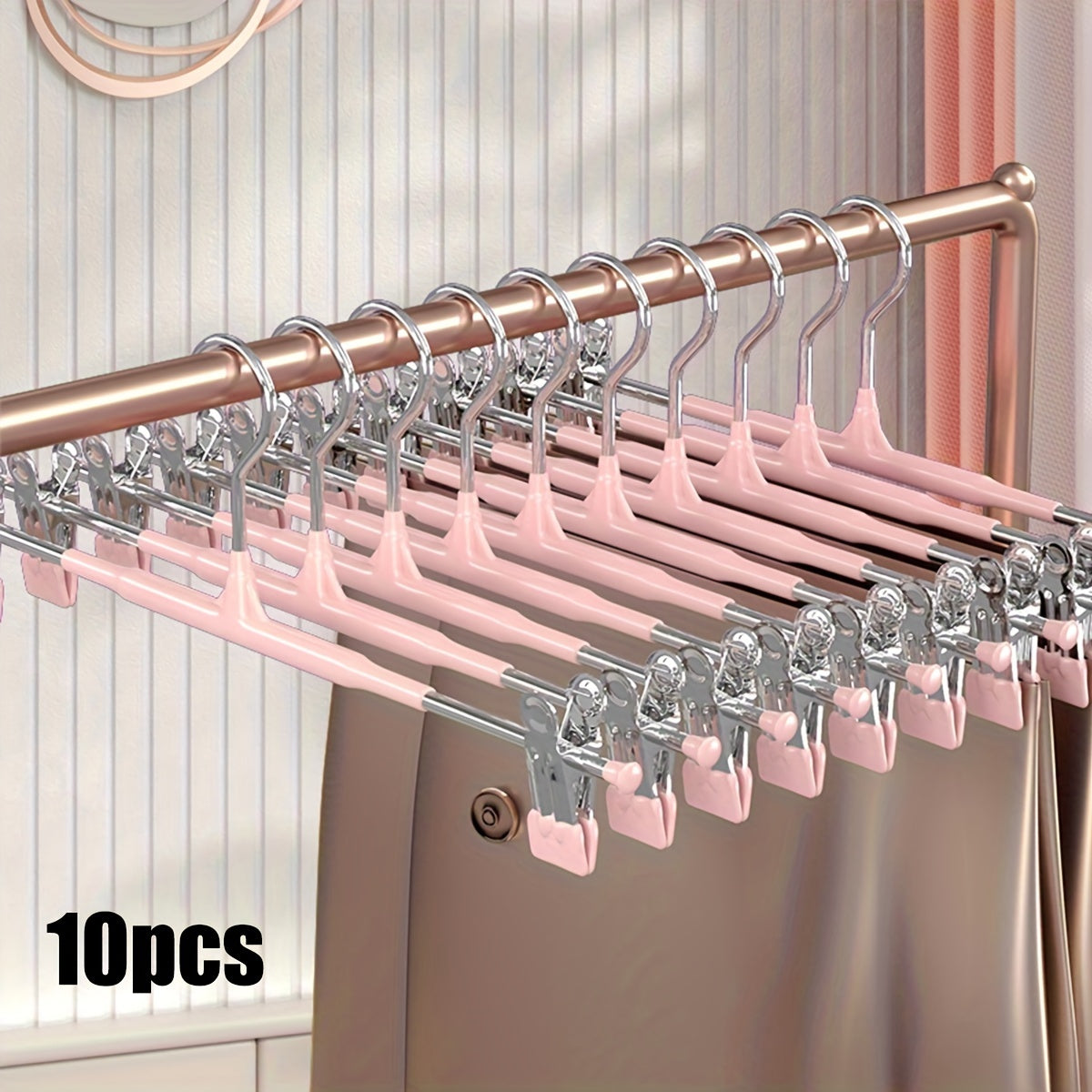 Adjustable Clothes Hanger with Stainless Steel Skirt Clip Drying Rack Pack of 10 or 20