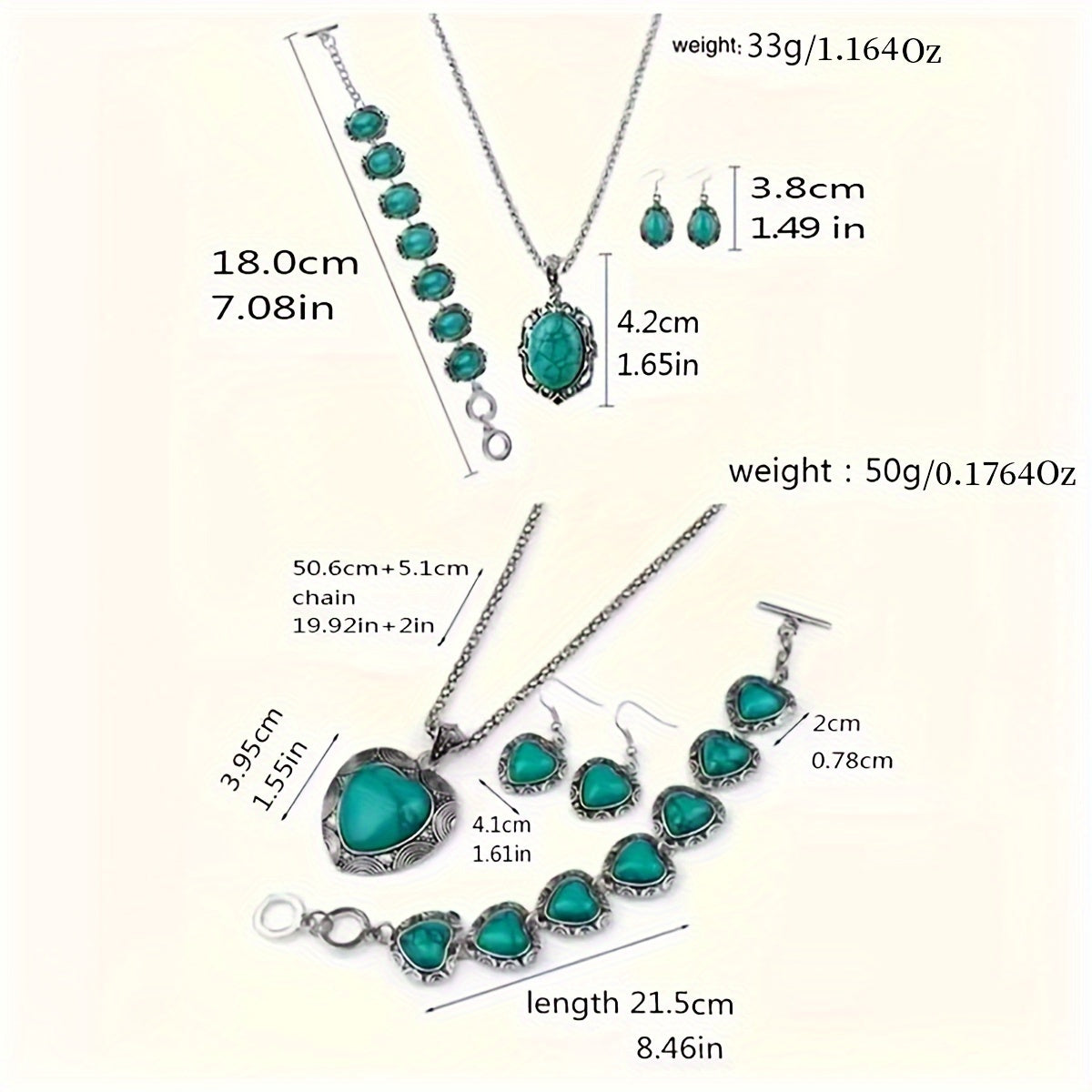 Boho Style Jewelry Set with Turquoise Inlaid Flower Design Necklace Bracelet Earrings