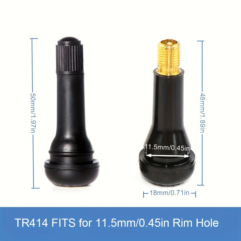 20pcs Black Rubber Tire Valve Stems for 1.15cm Rims Durable Aluminum