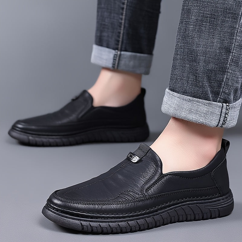 Men's Casual Slip-On Loafers with Rubber Sole and Round Toe