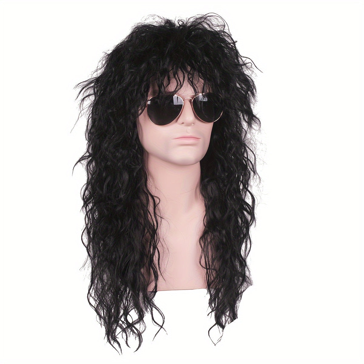 Long Fluffy Afro Wig with Bangs for Men Halloween Cosplay Rave Party Black Blonde