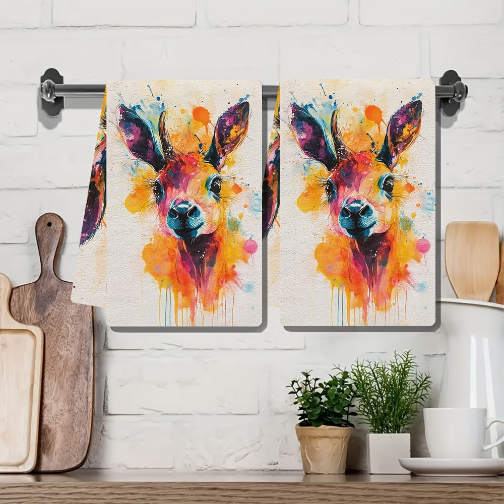 Set of 2 Vibrant Giraffe Kitchen Towels, Ultra Soft, Highly Absorbent, 16x24 Inches