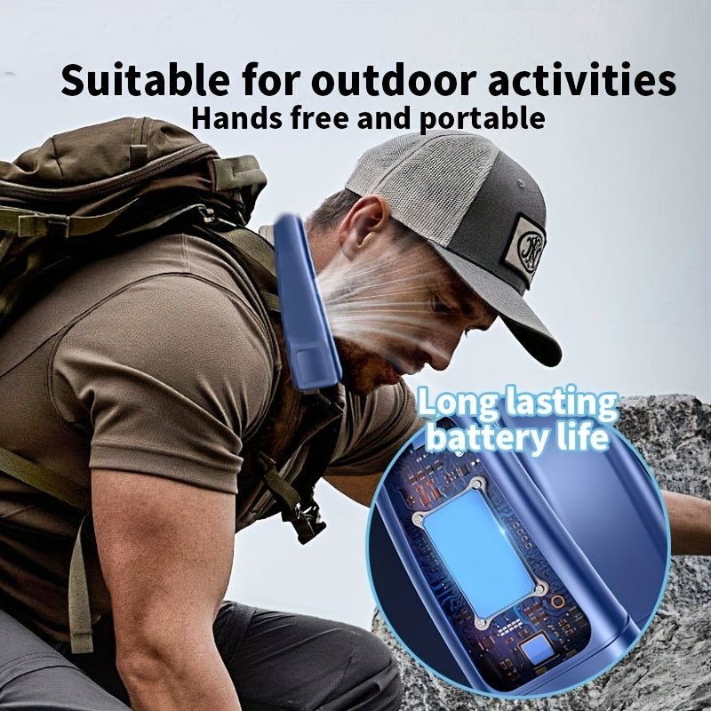 Ventilador digital de cuello de 5 modos portátil con placa de enfriamiento para actividades al aire libre camping viajes pesca recargable por USB