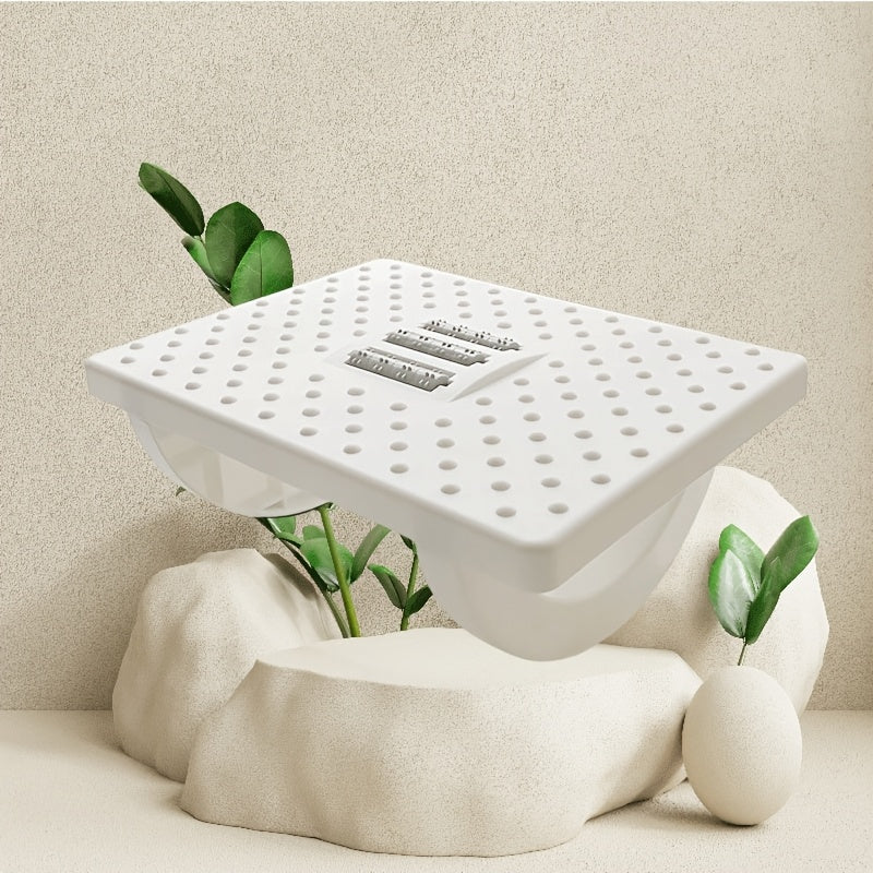 White Ergonomic Anti-Slip Office Footstool with Foldable Design and Textured Surface