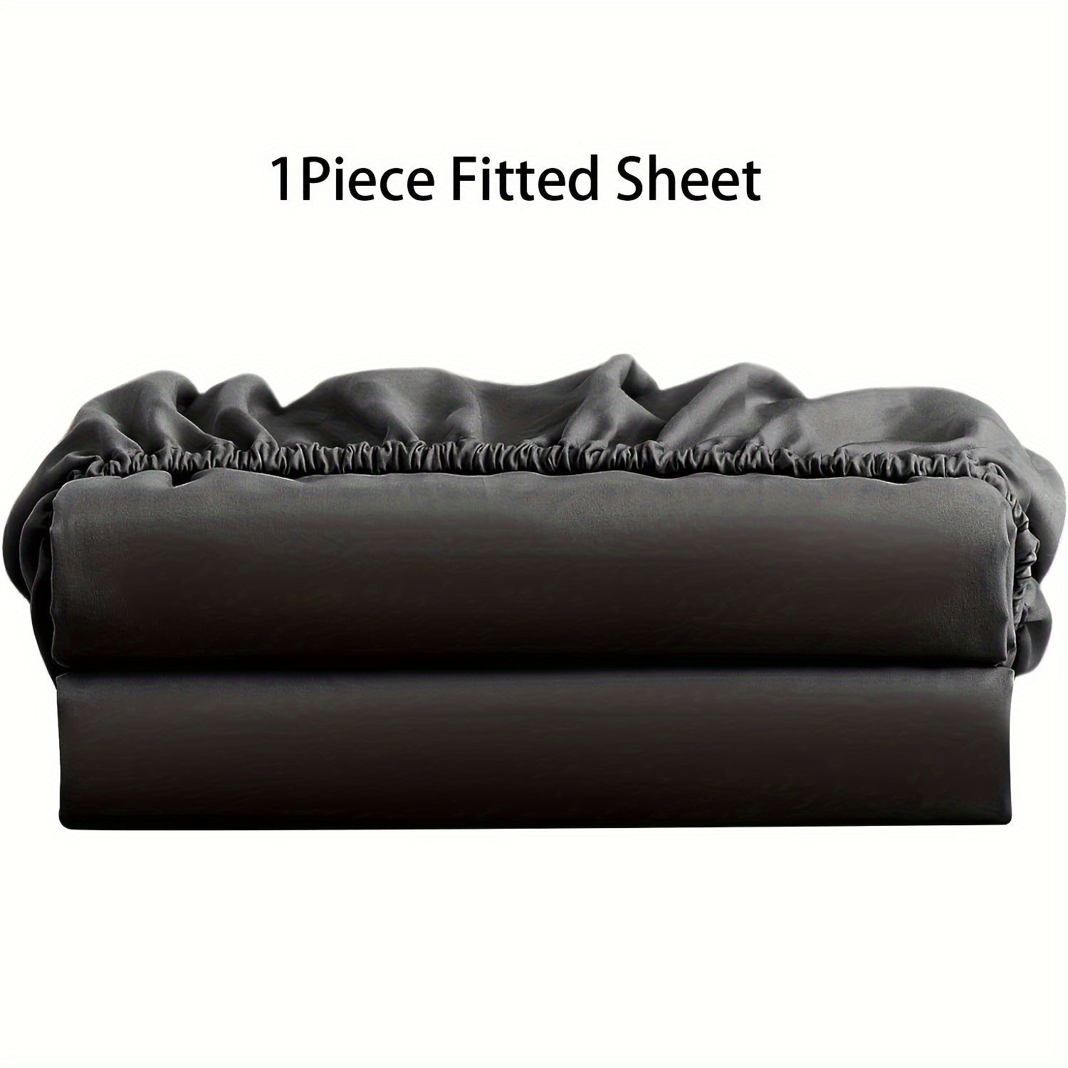 Queen Size Fitted Sheet Microfiber Breathable Deep Pockets Solid Black