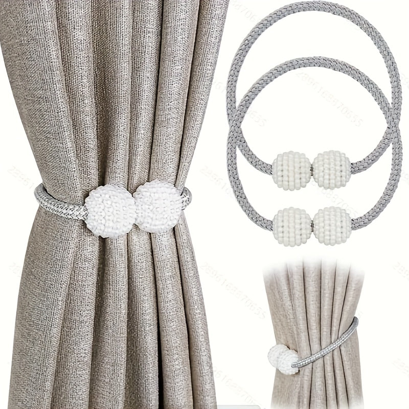 Set of 2 Magnetic Curtain Tiebacks Heavy Duty Rope Clips for Living Room and Office