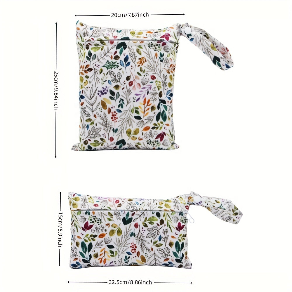 Boho Leaves Print Diaper Bag Waterproof Wet Dry Travel Organizer