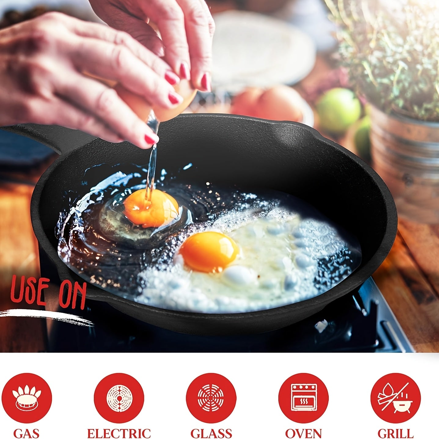 3 ta to'plamdan iborat qattiq temir idishlar to'plami, yopishmaydigan qovurilgan panjara, qovurilgan pan, gril pan, pechga mos, 25.4cm, 20.3cm, 15.2cm