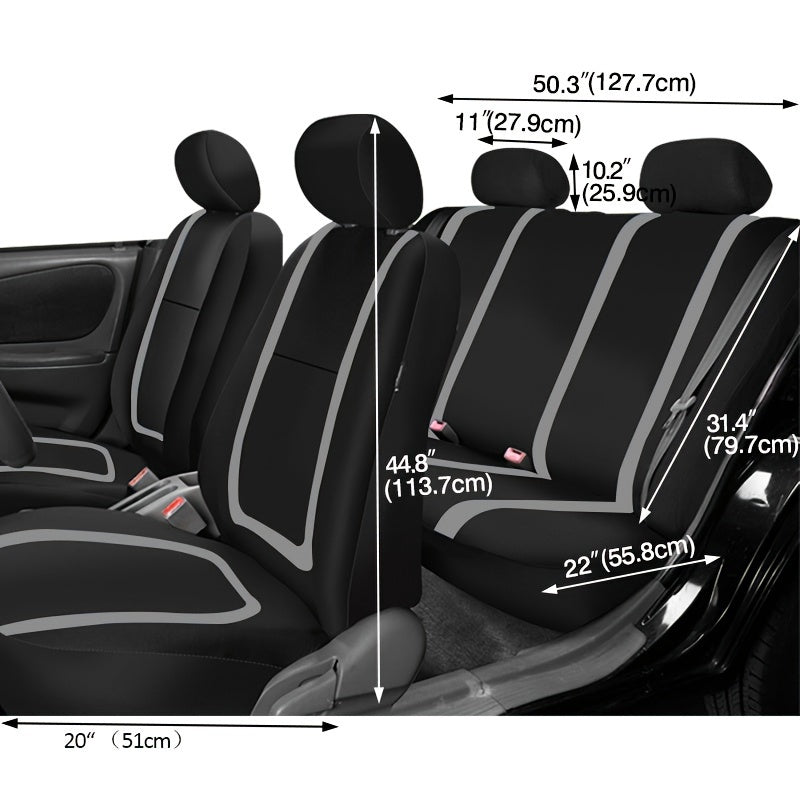 Universal Car Seat Covers Full Set Polyester Gray Purple Black Blue Red
