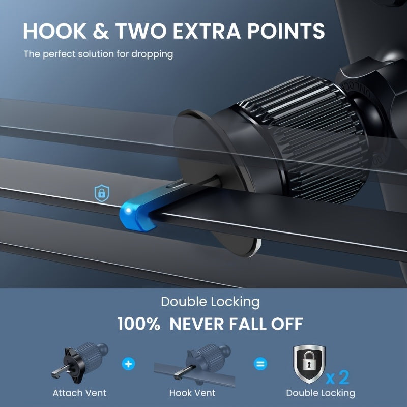 Car Air Vent Phone Holder ABS Square Wall Mount Waterproof 10-17.8cm Black