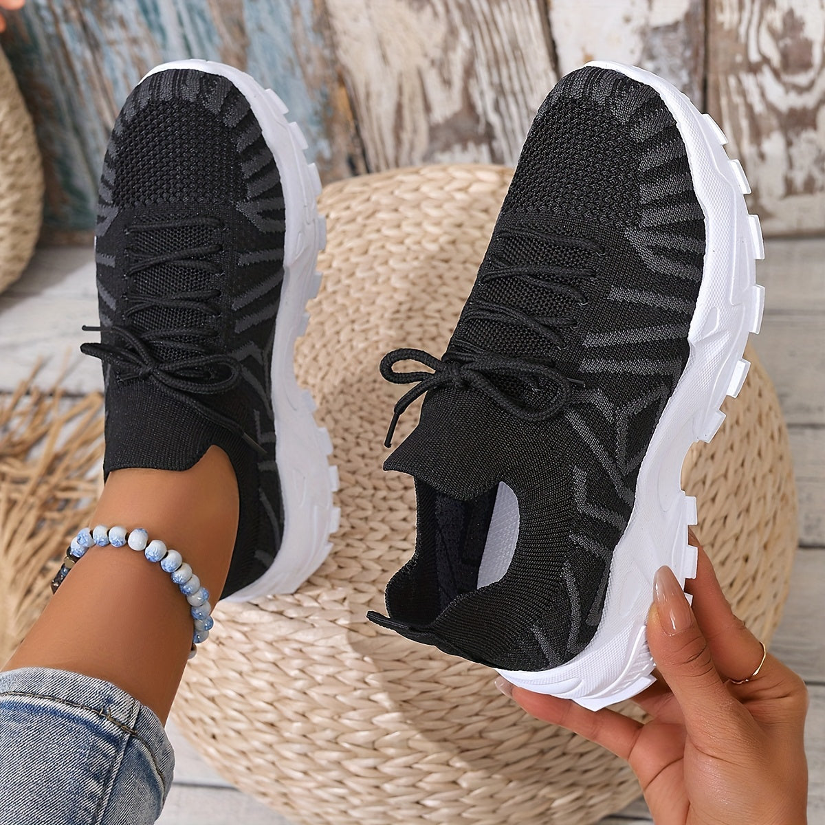 Women's Mesh Floral Running Shoes Breathable Lightweight Sneakers for Summer Casual