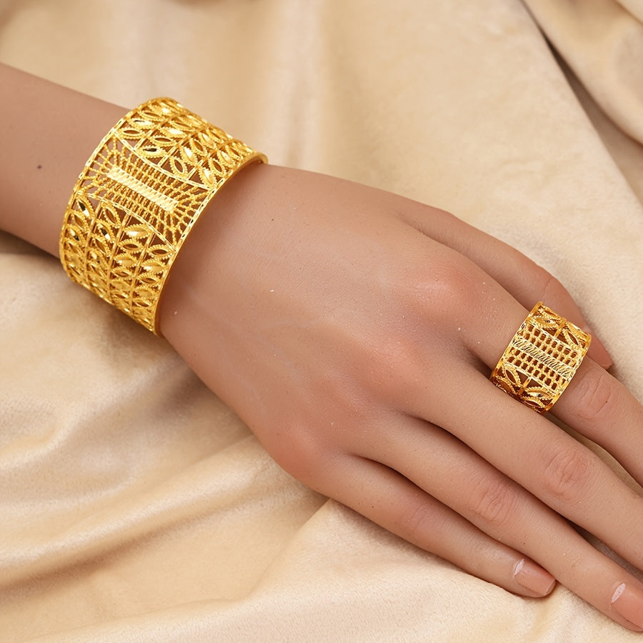 Zamonaviy Juftlik: Retro Ilhomlangan Bo'sh Bangle va Halqa To'plami - To'ylar, Partiyalar va Festival uchun Ideal