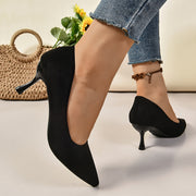 Women's Black Stiletto Heels Leather Elegant Comfortable Work Shoes