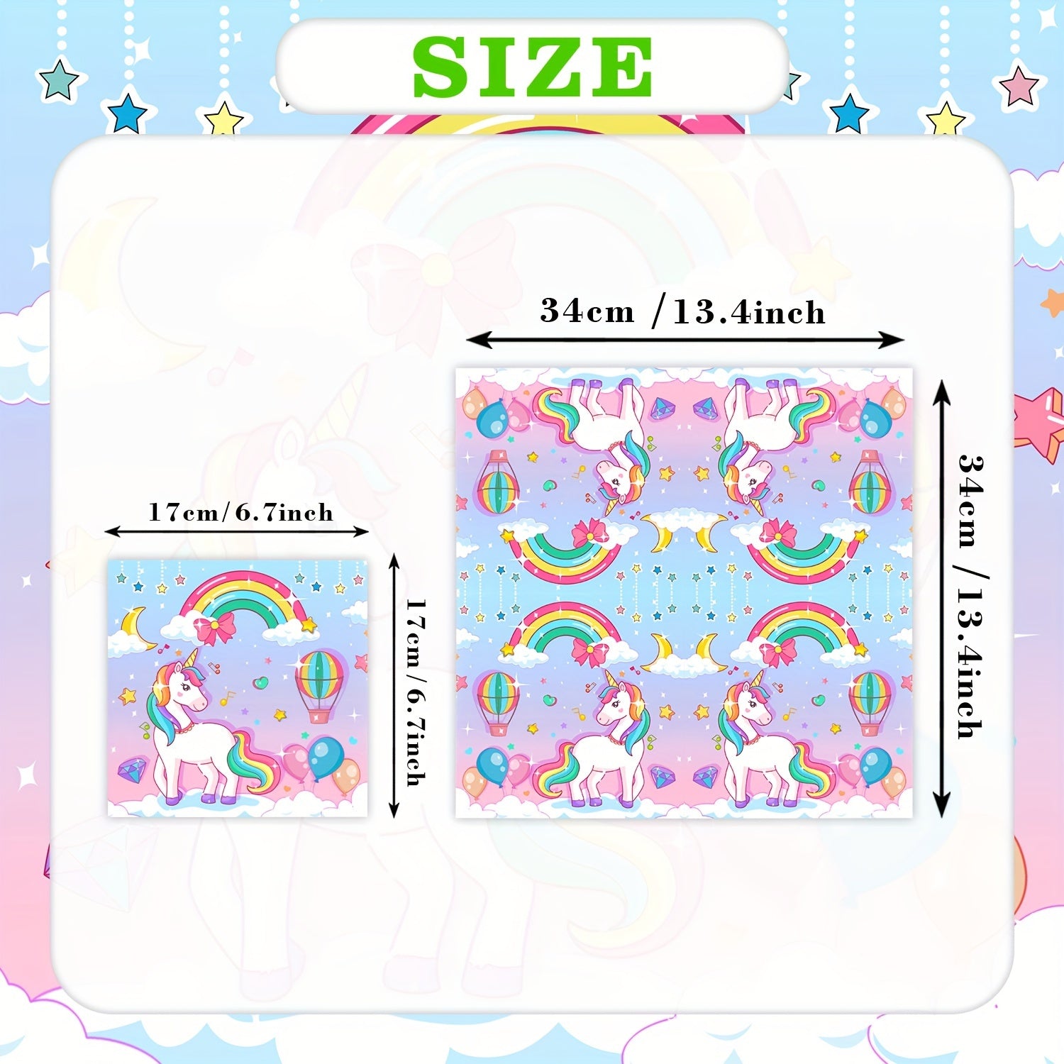 Pink Unicorn Disposable Napkins Pack of 20 for Girls' Birthday and Shower Parties