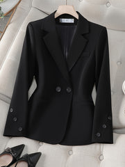 Plus Size Women's Spring Autumn Slim Fit Waistcoat Suit Jacket Black