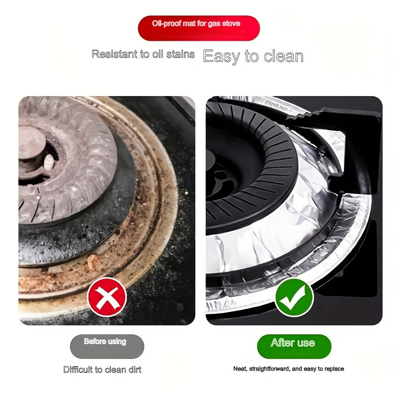 Round Gas Stove Oil-Proof Mat with Tin Paper Protective Pad and Aluminum Foil Sticker