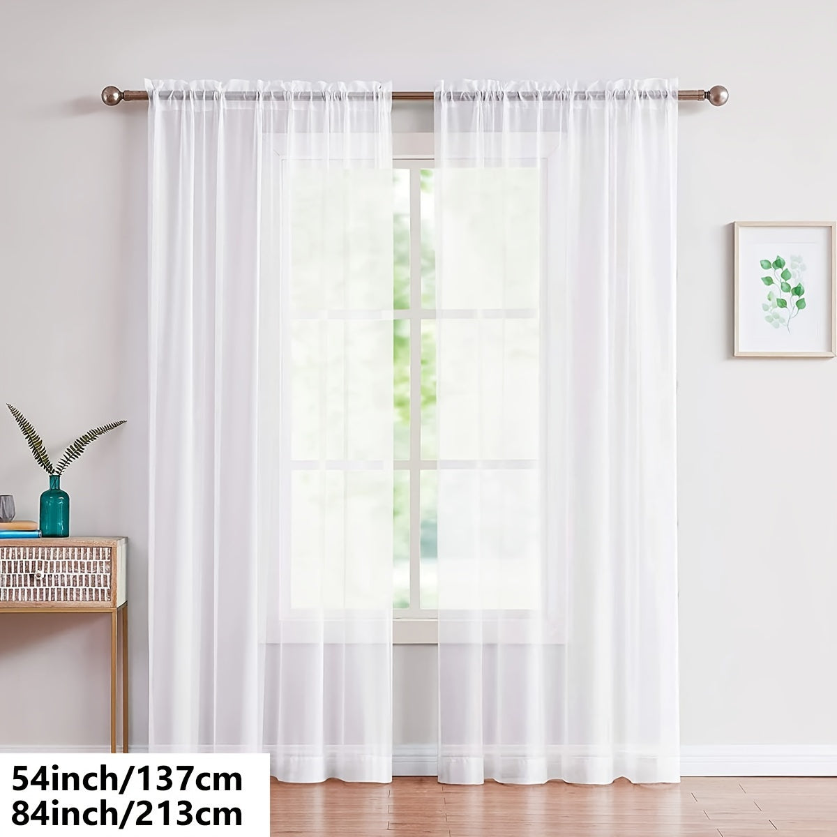 Cortinas de gasa blancas ligeras para sala de estar y dormitorio, transparentes, para barra