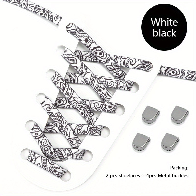 Unisex Elastic Cashew Flower Shoelaces 100cm for Sports and Casual Shoes