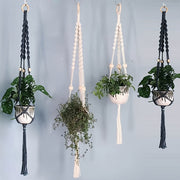 Set of 2 Boho Handmade Macrame Plant Hangers Indoor Climbing Pots