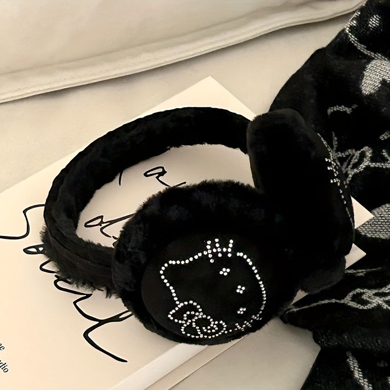 Ayollar uchun modali HelloKitty iliq plush quloq qopqog'i kuz va qish uchun - Sanrio tomonidan egiluvchan va multfilm mavzusidagi quloq iliq qopqog'lari