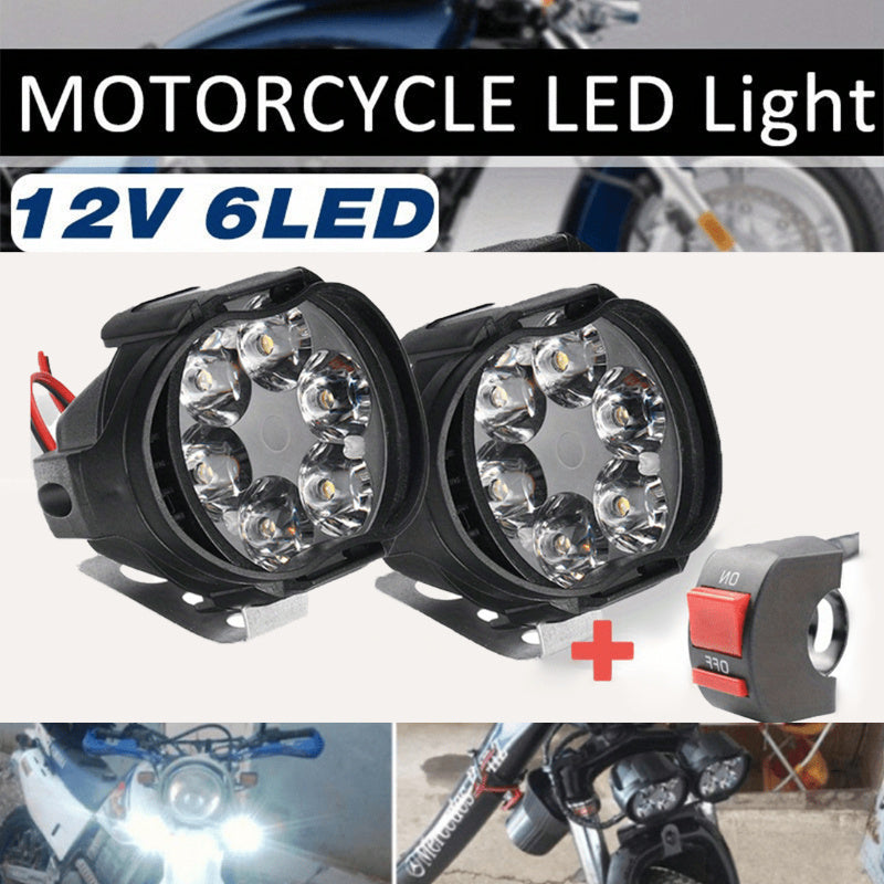 2PCS White 6LED Motorcycle Light Bar with Switch for Cars and Trucks