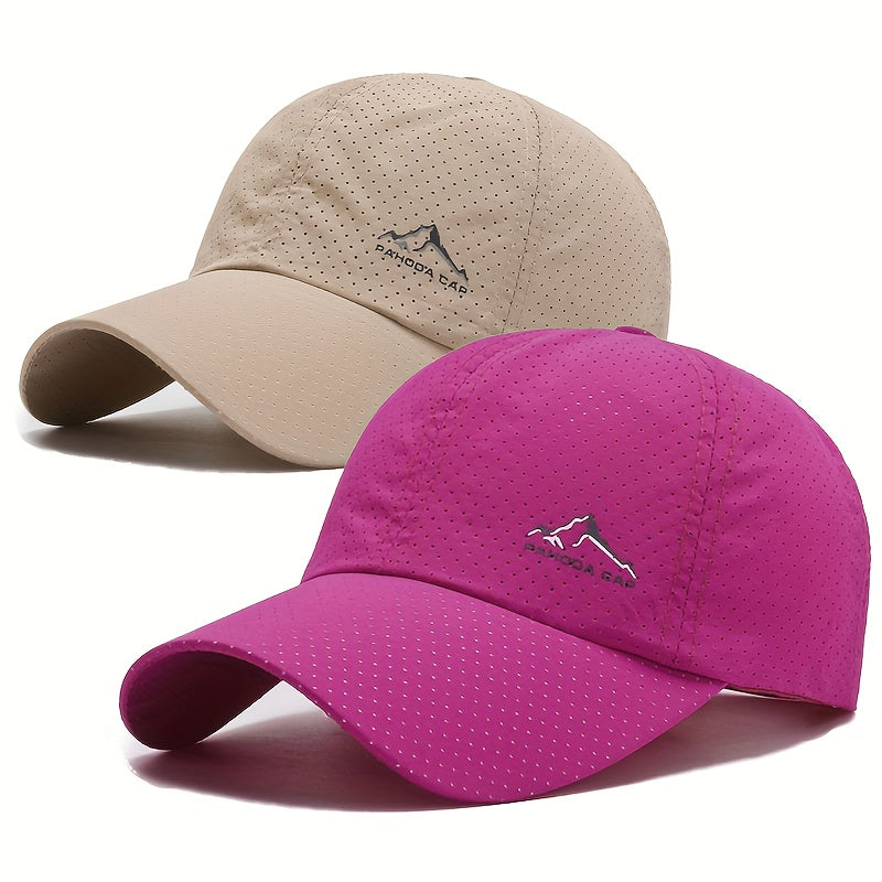 Men's and Women's Quick-Drying Polyester Baseball Cap with Snow Mountain Print for Outdoor Sports