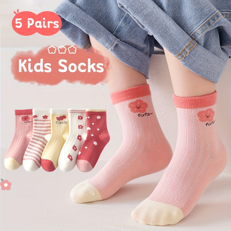 Children's Heart Pattern Socks Knit Cotton Breathable Comfortable for Kids