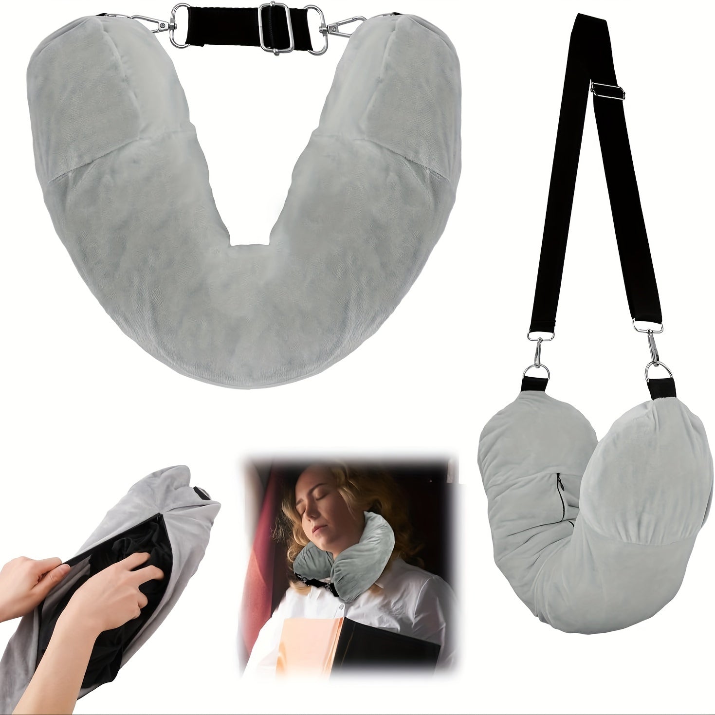 Stretch Velvet Travel Neck Pillow for Comfort and Support in Travel and Home