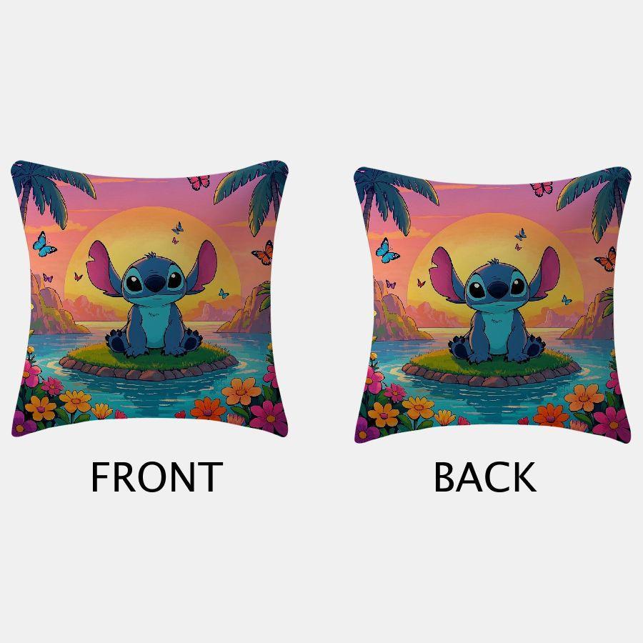 Two-Pack Polyester Throw Pillow Covers Disney Stitch and Angel 45.72 cm Decorative Cushion Cases