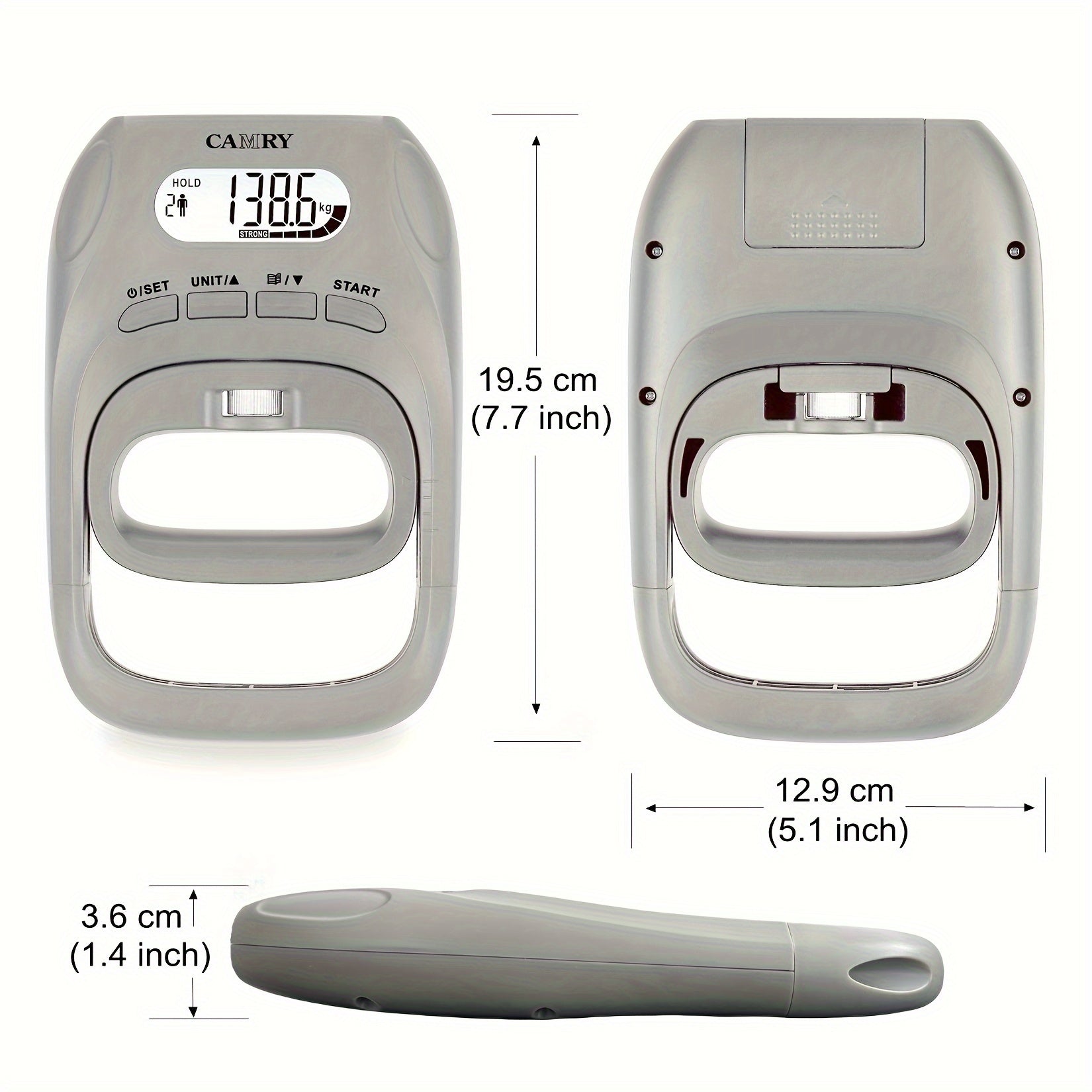 Digital Hand Dynamometer Grip Strength Meter LCD Display No Battery Needed