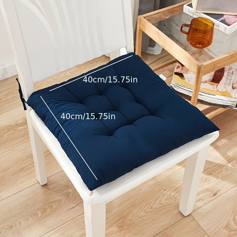 Solid Color Polyester Chair Cushion Washable Seat Pad for Dining Office Tatami