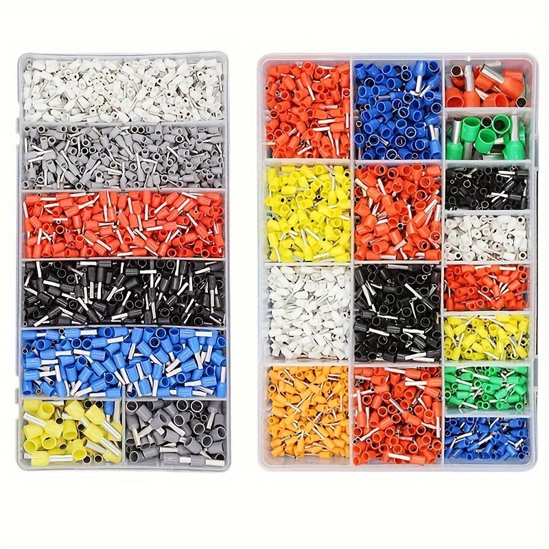 Crimping Kit with 300-1200 Tubular Crimp Terminals and Pliers for Electrical Connectors