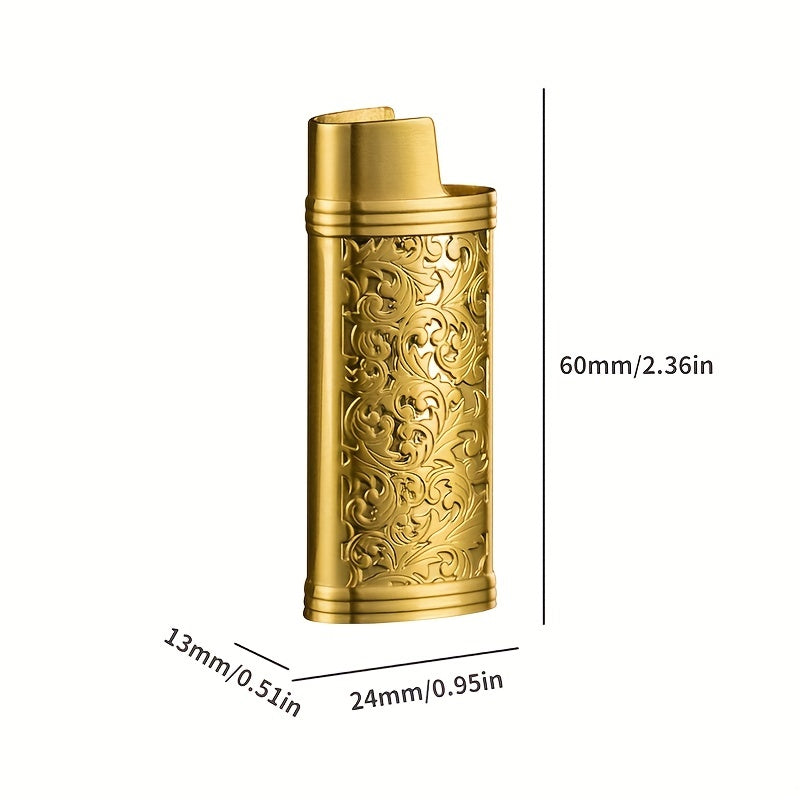 Small Metal Lighter Set Vintage Floral Mini Lighter Cover Holder
