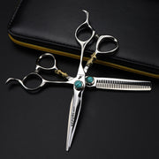 6-Inch Professional Hairdressing Scissors Texturizing Shears for Dry and Textured Hair Right-Handed Gold Tiger Design