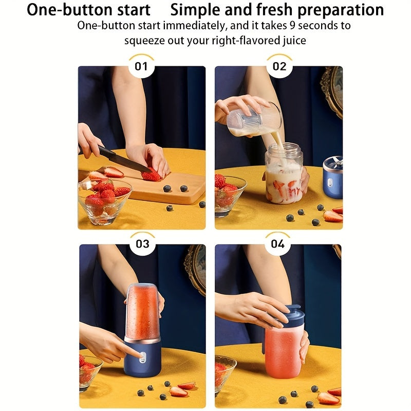 Portable Personal Blender 400ml USB Rechargeable Smoothie Juicer with 6 Blades