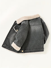 Kids Boys Denim Jacket with Fleece Lining Casual Fall Winter Outerwear