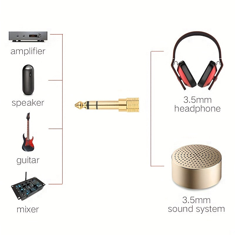 Stereo Audio Adapter 3.5mm Male to 6.35mm Female and 6.35mm Male to 3.5mm Female Gold Plated