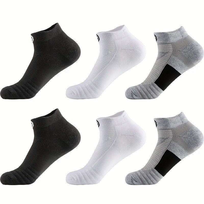 Men's Athletic Socks Breathable Knit Geometric Pattern 6 Pairs