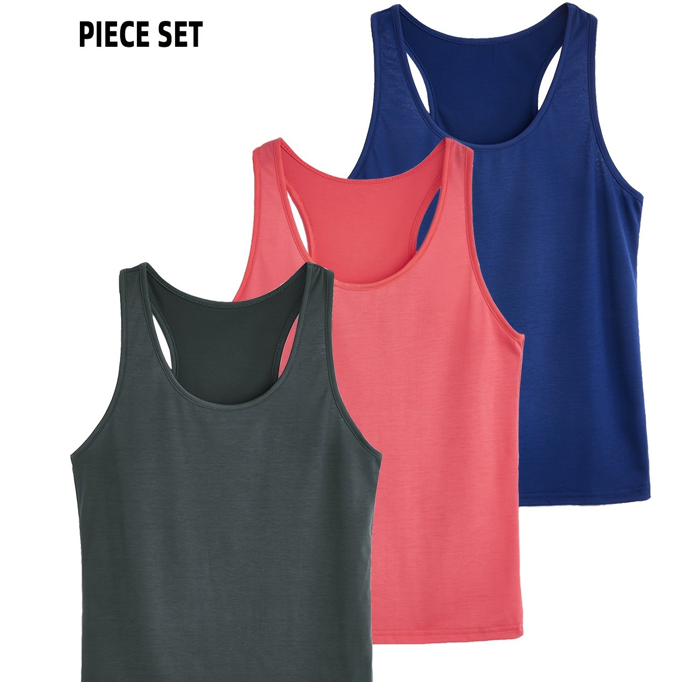 Women's Plus Size Casual Sports Off-Shoulder Vest 3-Pack Set