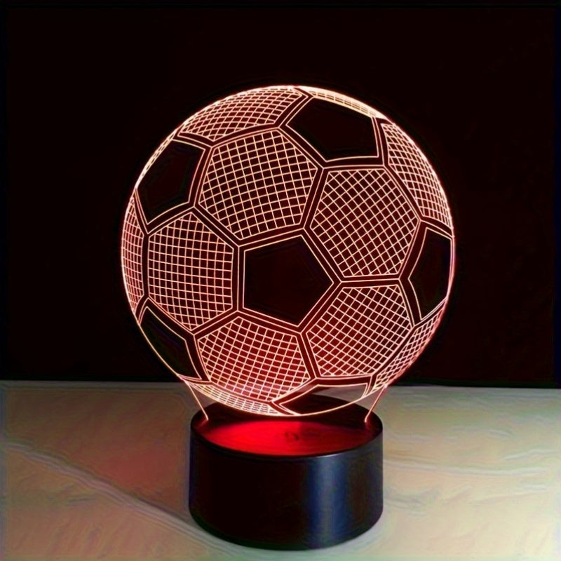 3D futbol to‘pi illuziya LED kechki chiroq, tegish bilan boshqariladigan geometriy shakli, USB bilan quvvatlanadi, bolalar va sport ixlosmandlari uchun